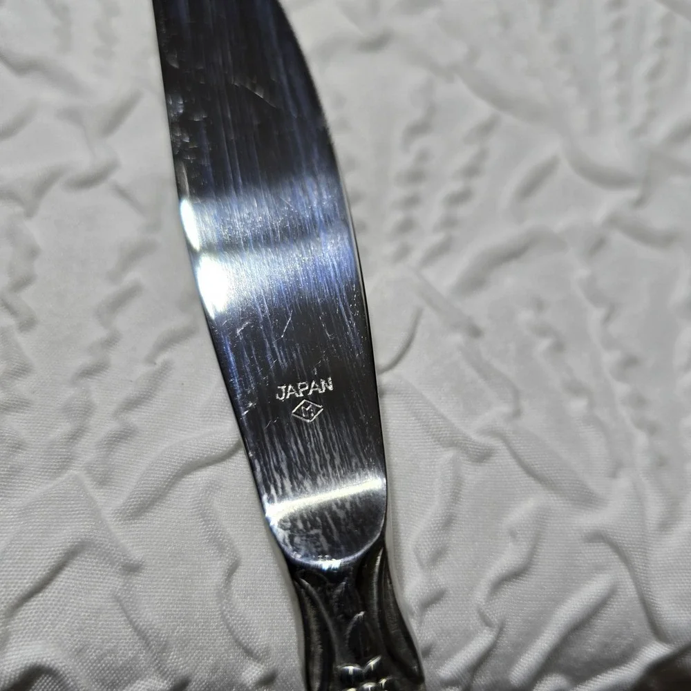 Springtime Stainless Dinner‎ Knives Set Of 3 Heavy Floral Flatware Japan Vintage